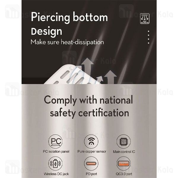 چند راهی برق و شارژر وایرلس الدینیو LDNIO SCW5354 دارای 3 پورت